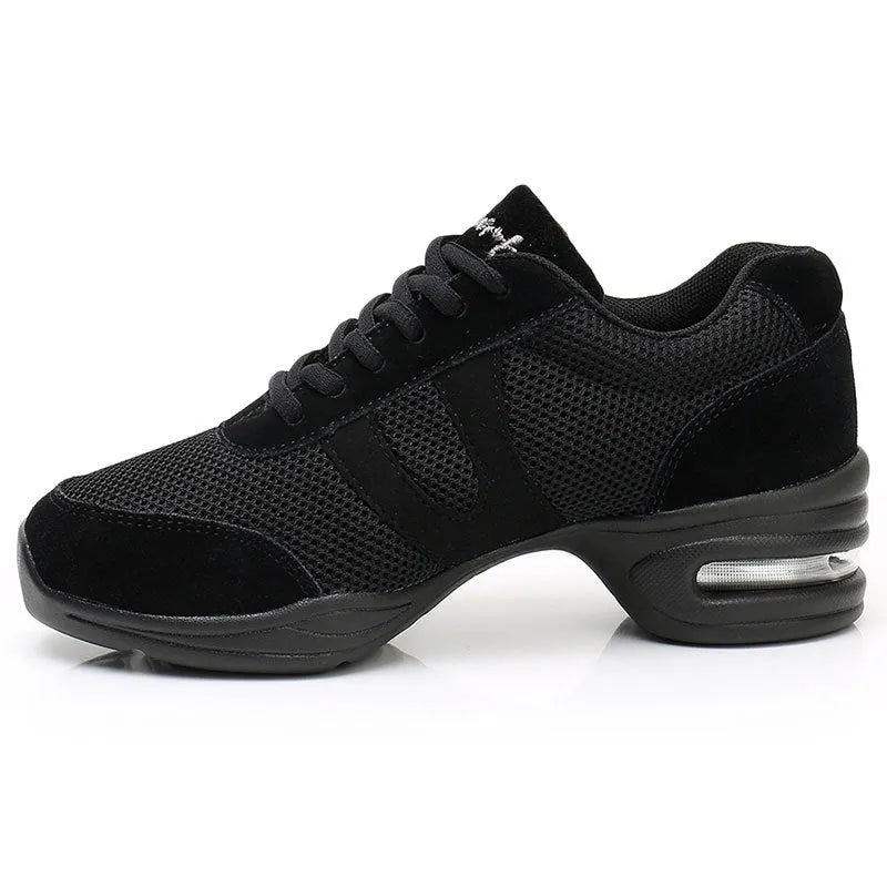 Modern women white dancing shoes with breathable mesh upper and lightweight polyurethane sole
