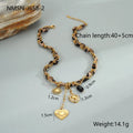 Stainless steel geometric leopard love pendant necklace with adjustable chain