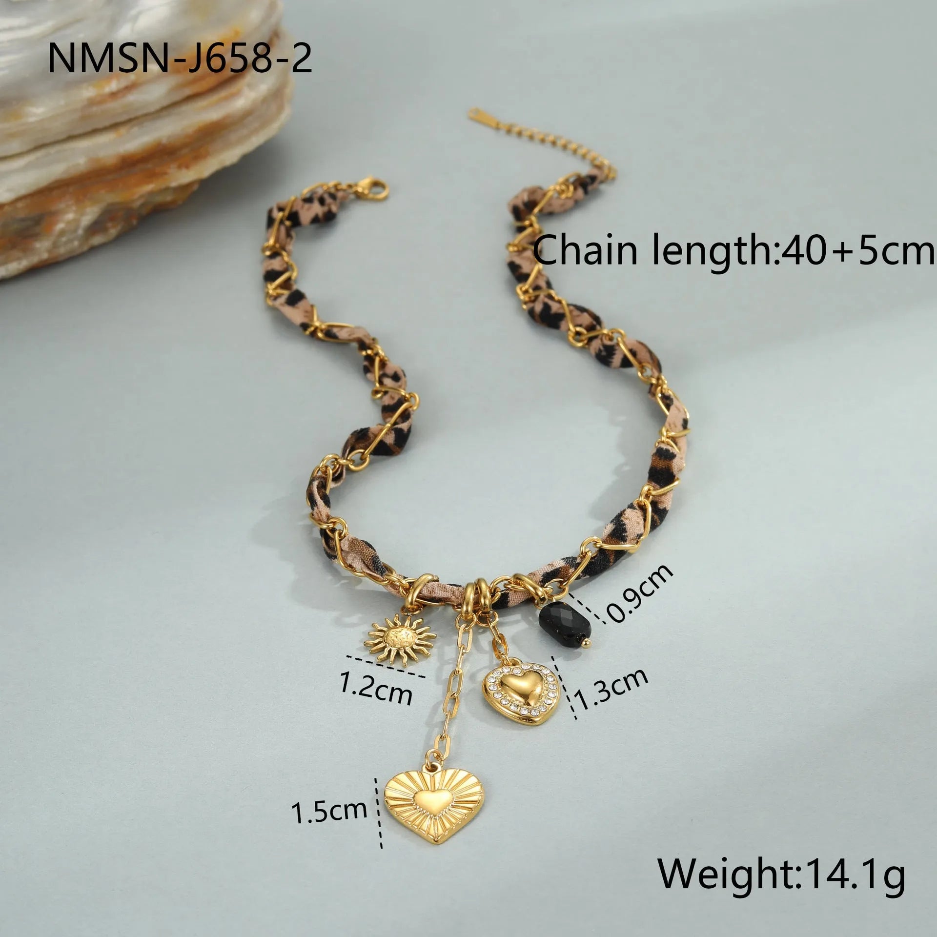 Stainless steel geometric leopard love pendant necklace with adjustable chain