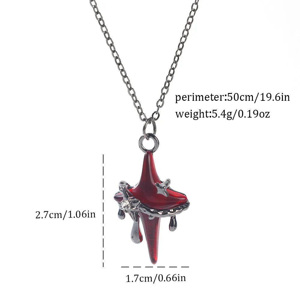 Halloween necklace with zinc alloy pendant showing bat, spider and celestial designs in electroplated colours