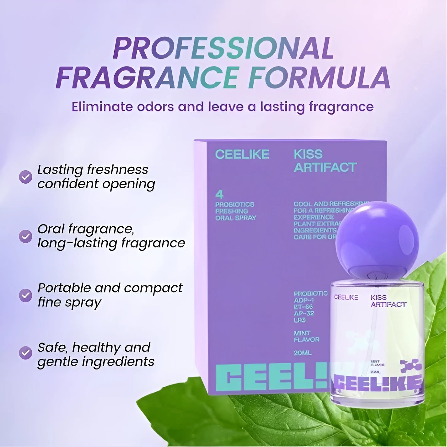 20ml probiotics oral care spray with compact 4.7cm dimensions