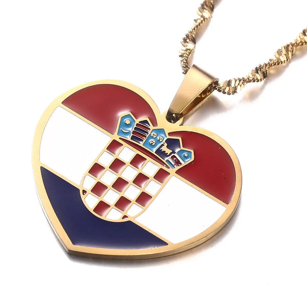Stainless steel oil drop necklace in gold electroplated finish on white background