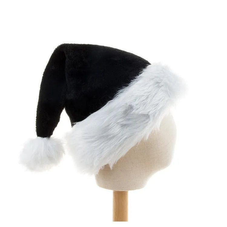 Thickened polyester plus-sized Christmas hat in red and black, 56x30 cm, European classical style