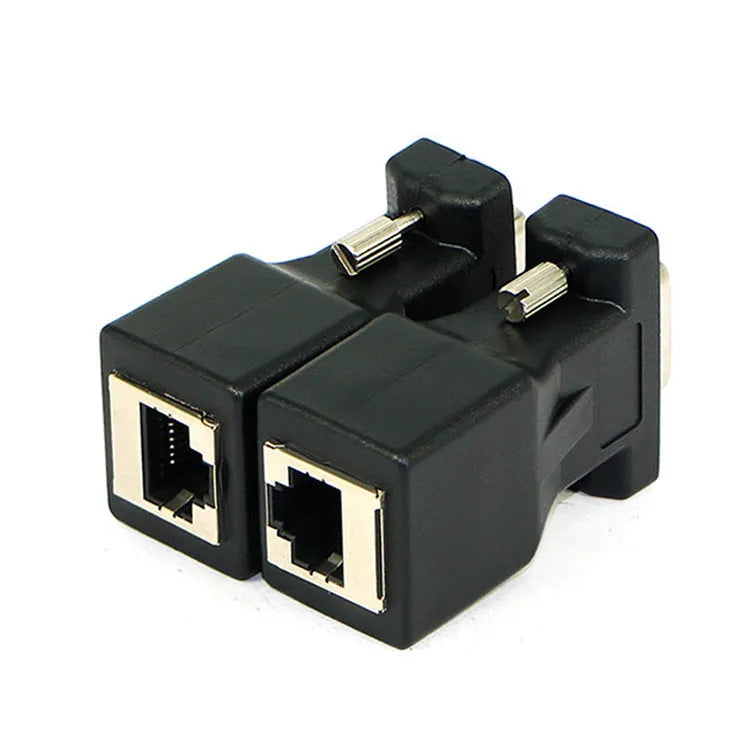 Black alloy VGA to RJ45 adapter male connector with 3cm size for computer Ethernet conversion