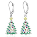 A pair of star-shaped Christmas tree earrings for women in a white gold colour.