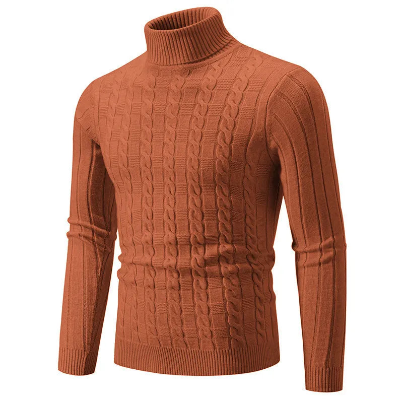 Men's slim fit turtleneck pullover in chenille fabric available in multiple colours