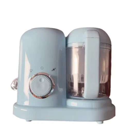 Baby food steamer and blender processor with double mixing blades in green colour