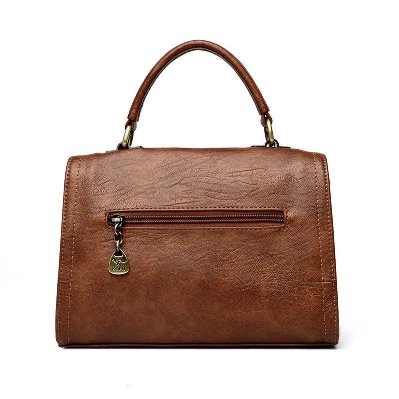 Soft PU women's crossbody bag in horizontal square design with sandwich pocket