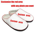 Pattern-printed flannel indoor slippers with a TPR rubber sole and polyester lining.