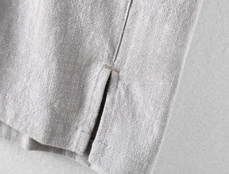 Men's loose fit casual shirt in linen blend fabric, shown in a solid colour.