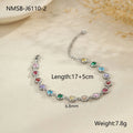Women's geometric stainless steel bracelet with electroplated gold or silver finish in heart, circular, or square styles.