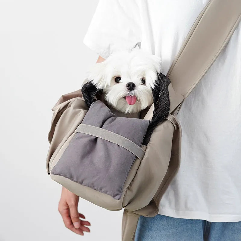 Apricot cloth pet handbag carrier for small dogs and cats