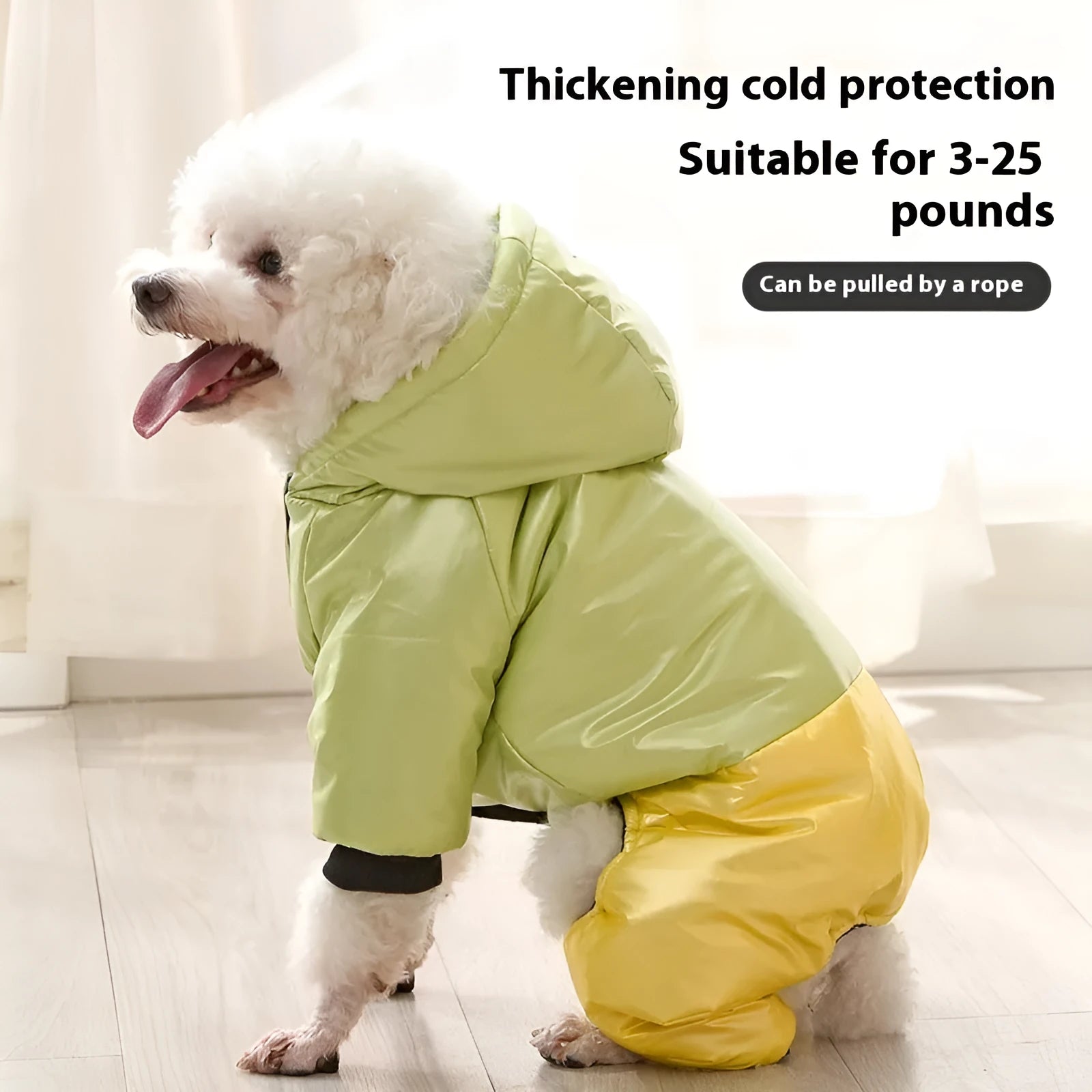 Green pink white waterproof windproof four-legged dog cotton coat in multiple sizes