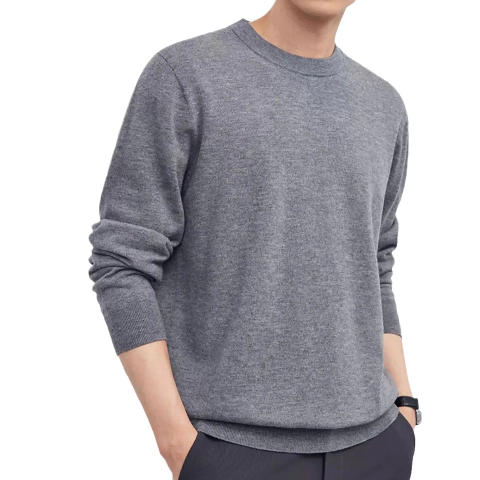 Men's multi-colour wool pullover jumper in regular fit for autumn winter business casual wear