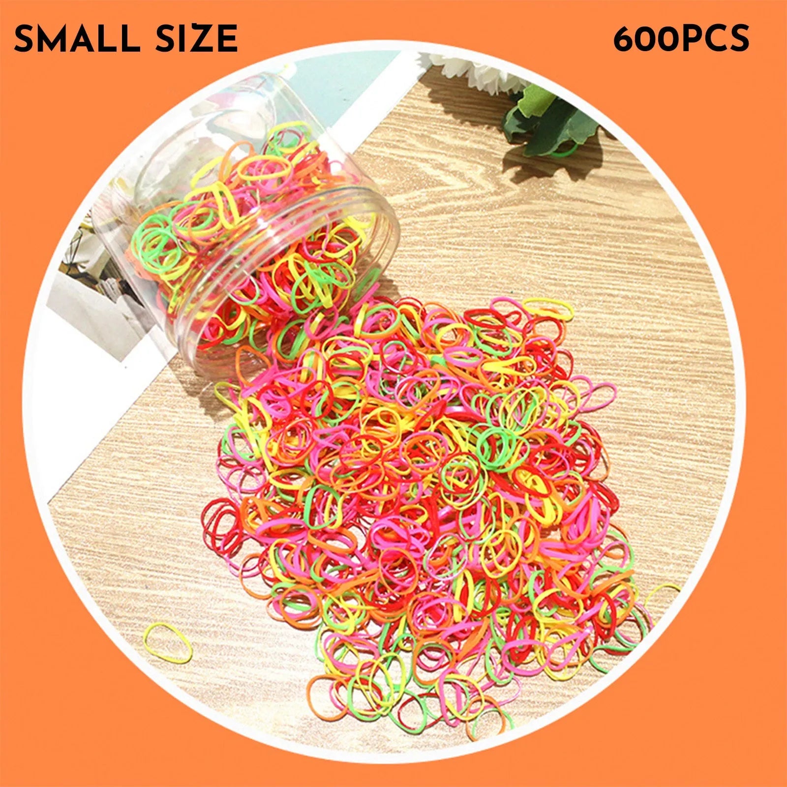 TPU elastic baby hair ties in multicolour assortment with reusable storage container