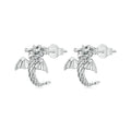 Handmade 925 silver oxidised retro dragon stud earrings for women, 13x13mm, colour SCE1734