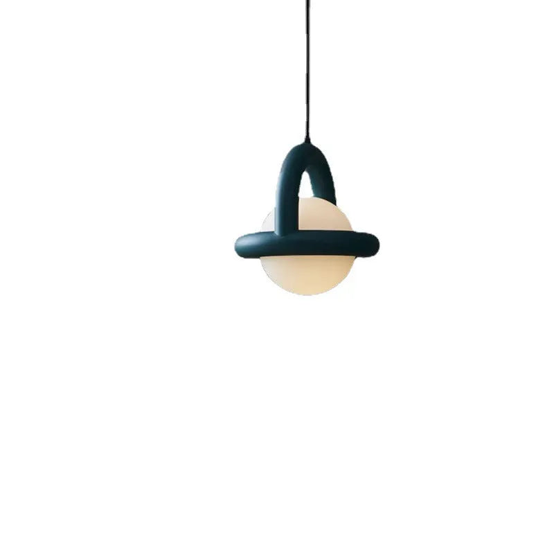 Modern Nordic-style pendant hanging lamp in a matte black finish with warm light.