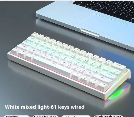 Small 61-key mechanical keyboard with wired USB connection and hot-swappable switches