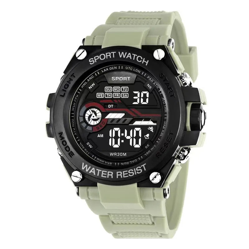 Digital electronic watch for teenagers and students showing multiple colour options