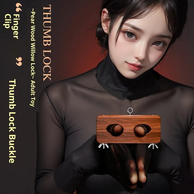 9i handcuffs binding sp adjustment toy in pear wood and alloy, finger clip style