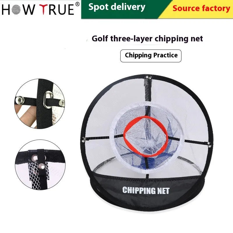 Home minimalist foldable golf target net with nylon material and metal snap button closure
