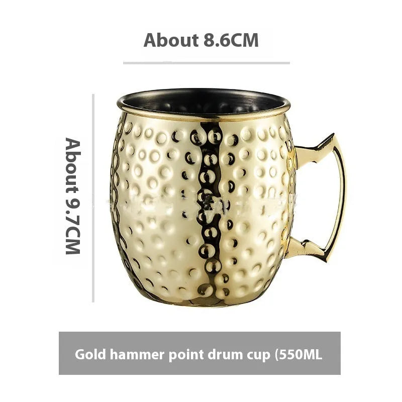Copper plated stainless steel Moscow mule cup in a choice of hammered or smooth finish and multiple colours.