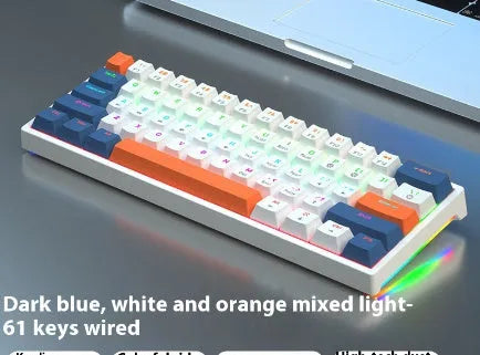 Small 61-key mechanical keyboard with wired USB connection and hot-swappable switches