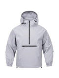 Men's Korean-style loose half-zip hooded corduroy sweater jacket with rabbit fur lining
