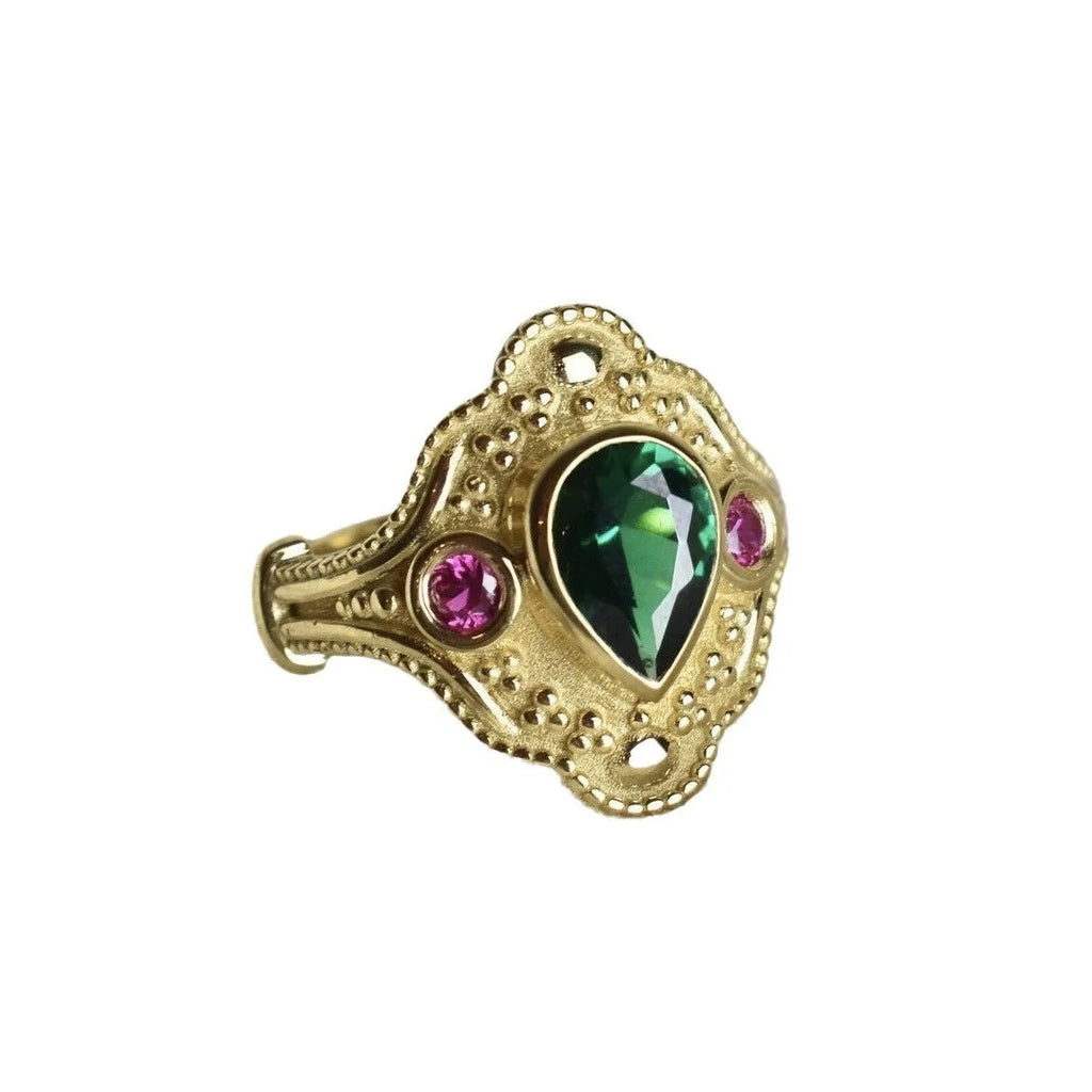 Women's gold-plated geometric ring with ins style design in golden lvzuan colour