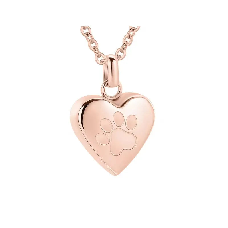 Simple openable heart casket necklace in titanium steel, shown on a chain.