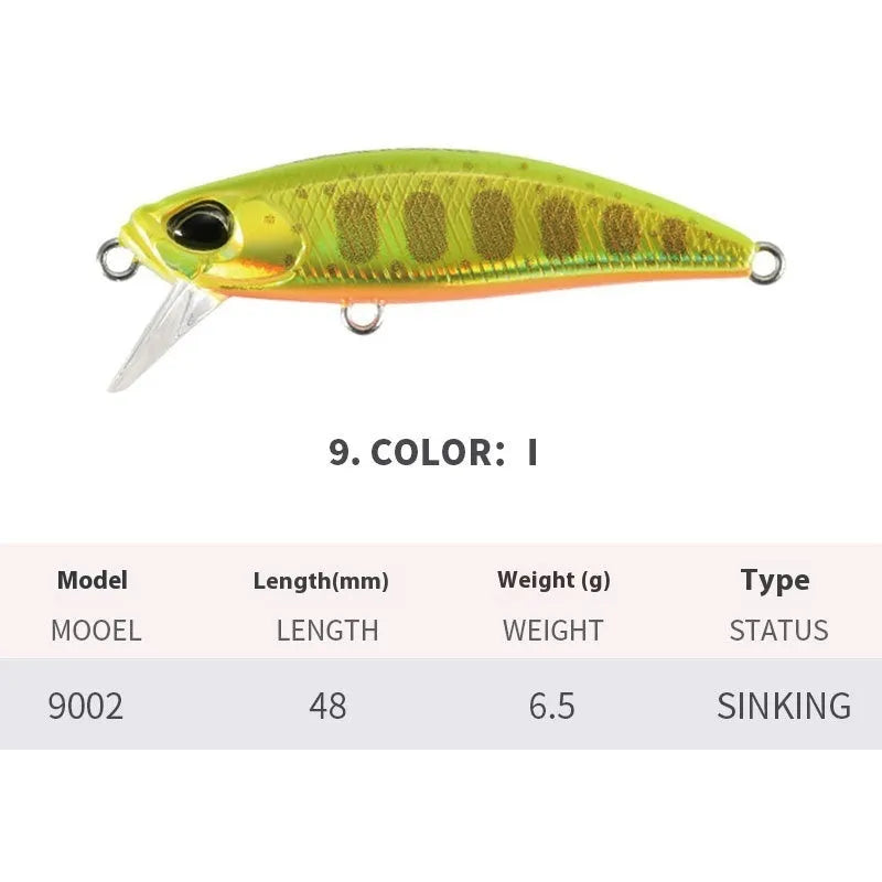 48mm Japanese mino fishing lure for mandarin fish and snakehead in multiple colours