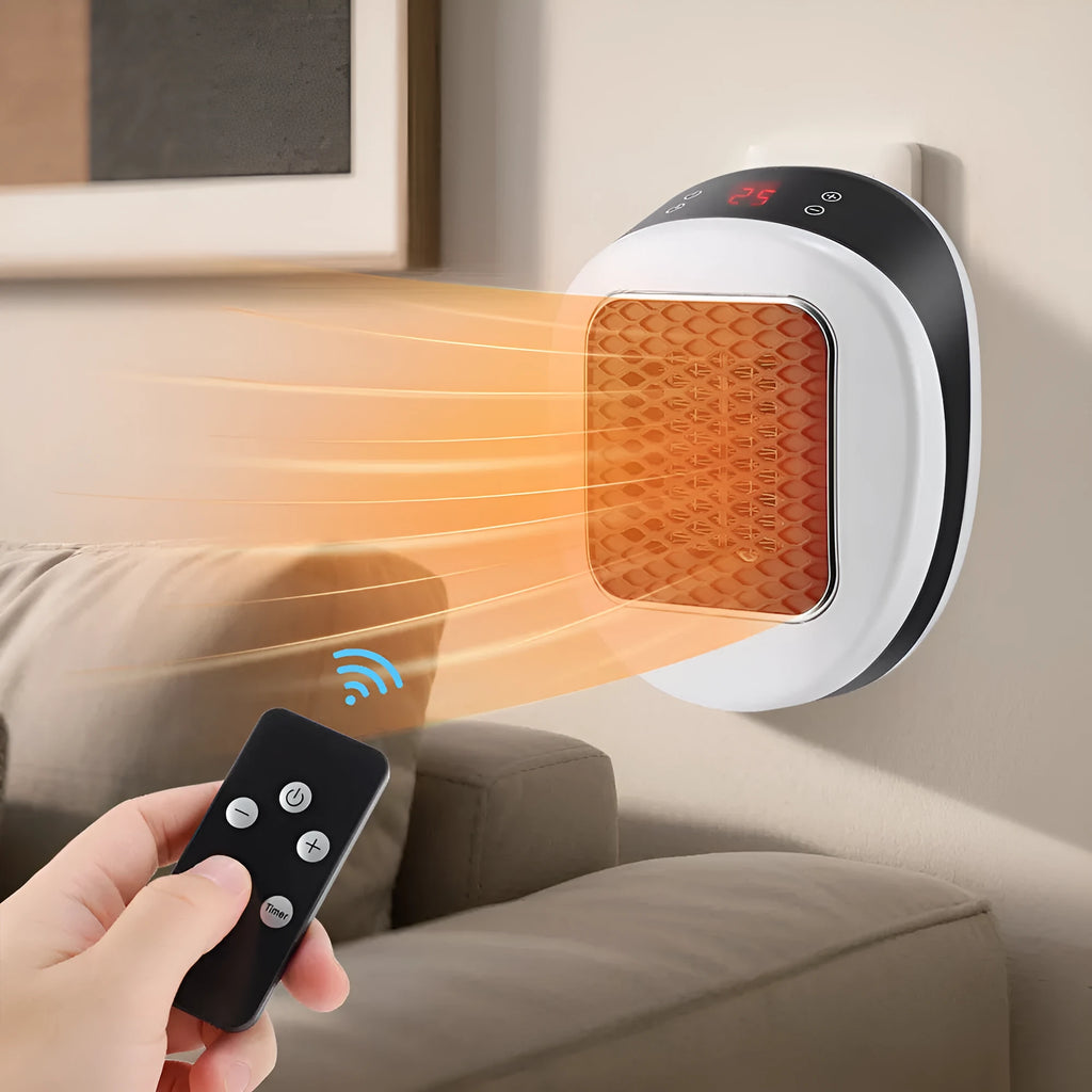 White ceramic heating electric hot air blower heater with remote control, dual voltage for EU and US systems