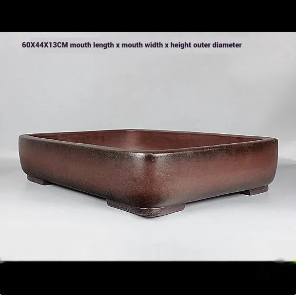 Handmade rectangular antique purple clay flower pot with 60 cm length dimensions