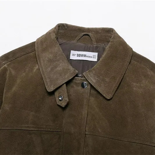 Women's medium thickness PU jacket in picture colour with regular fit, Japanese Korean casual style
