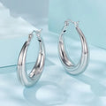 Copper geometry ring clip earrings with silver needle detail in three size options