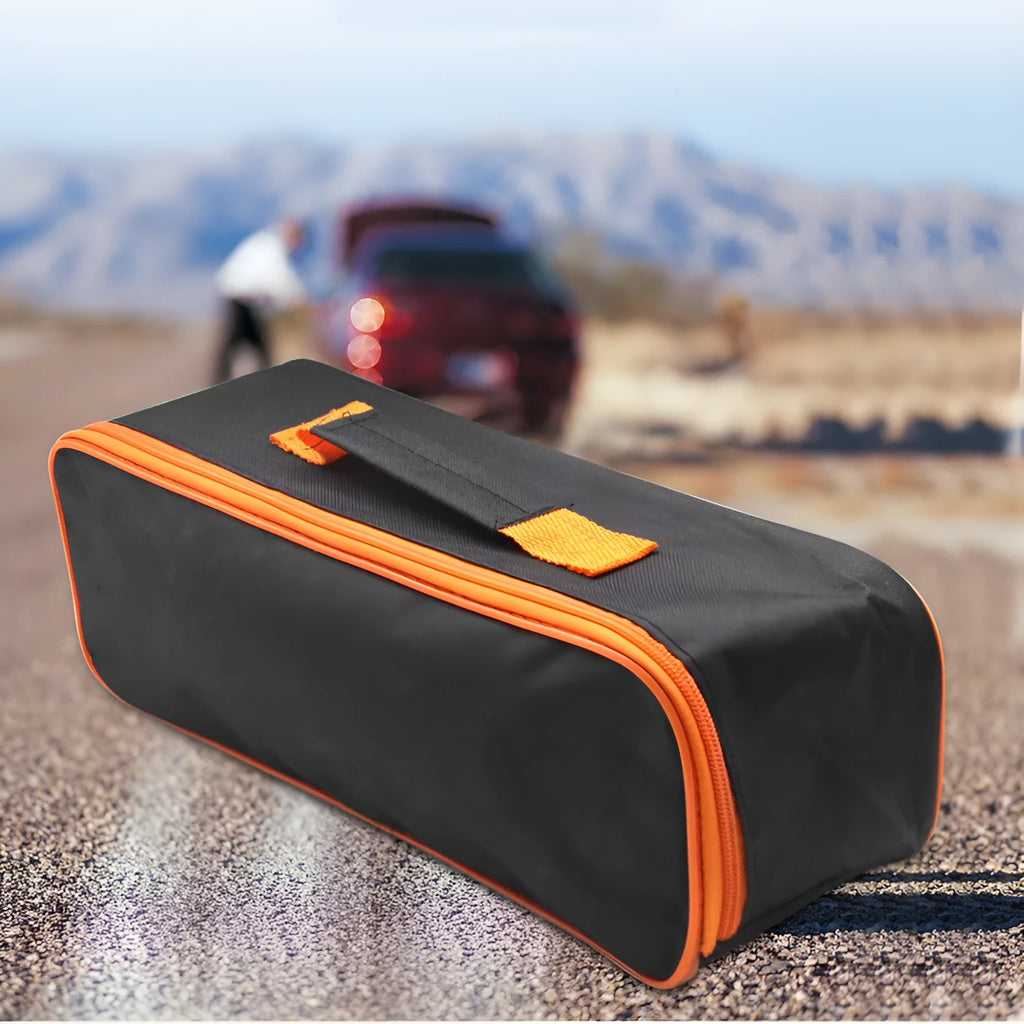 Car portable Oxford cloth vacuum cleaner storage bag in orange black with silk screen print, three sizes available