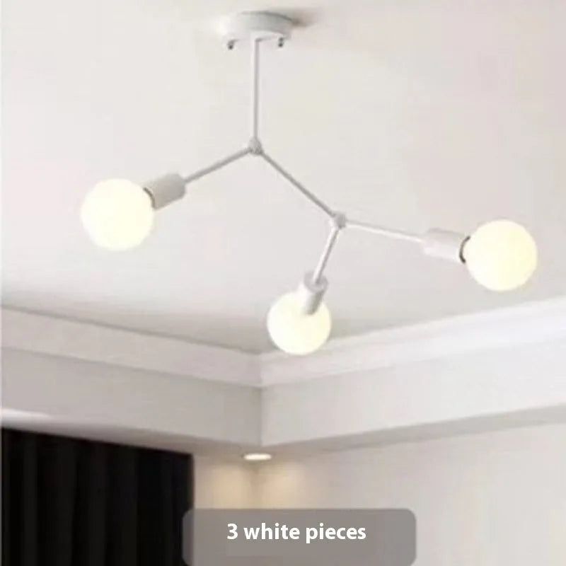 Iron chandelier ceiling lamp in Nordic style with multiple head options