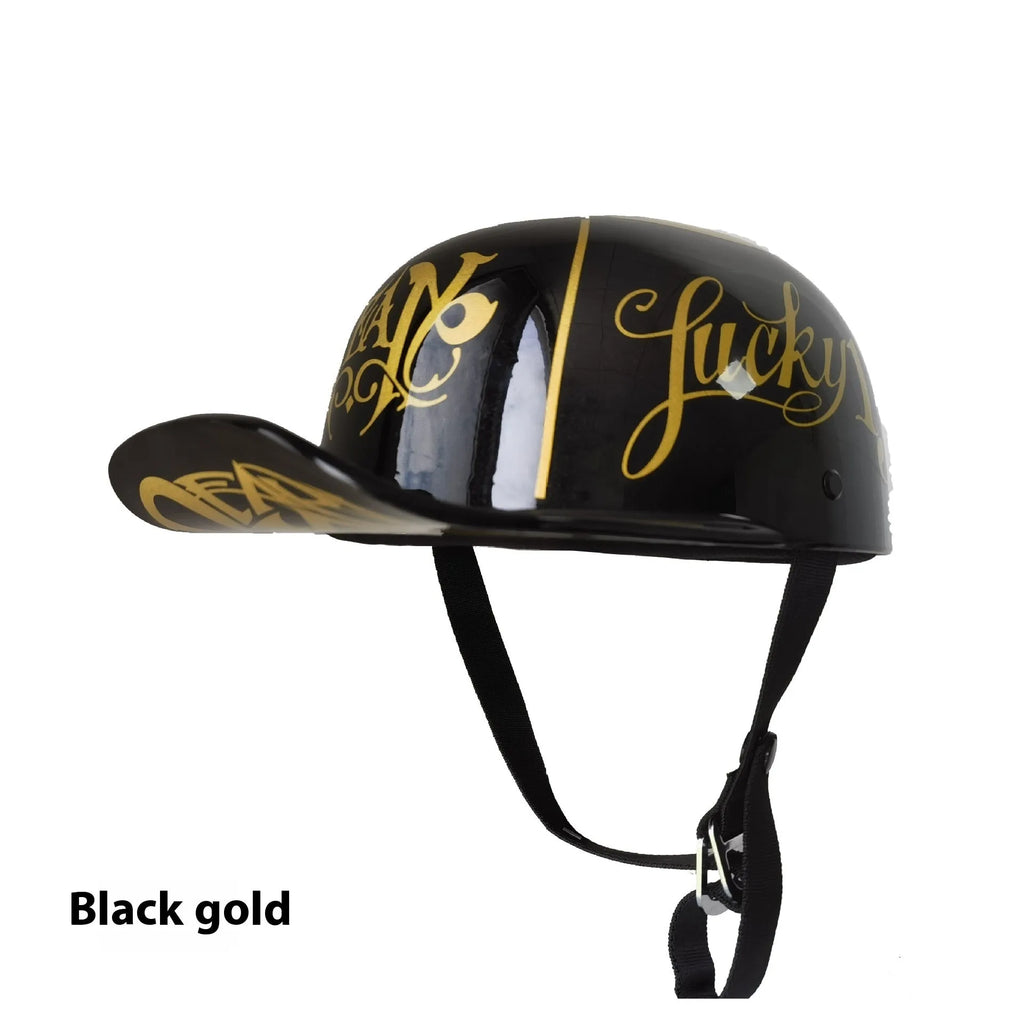 Cruise decoration electric bicycle half helmet in black gold colour, ABS shell, adult size