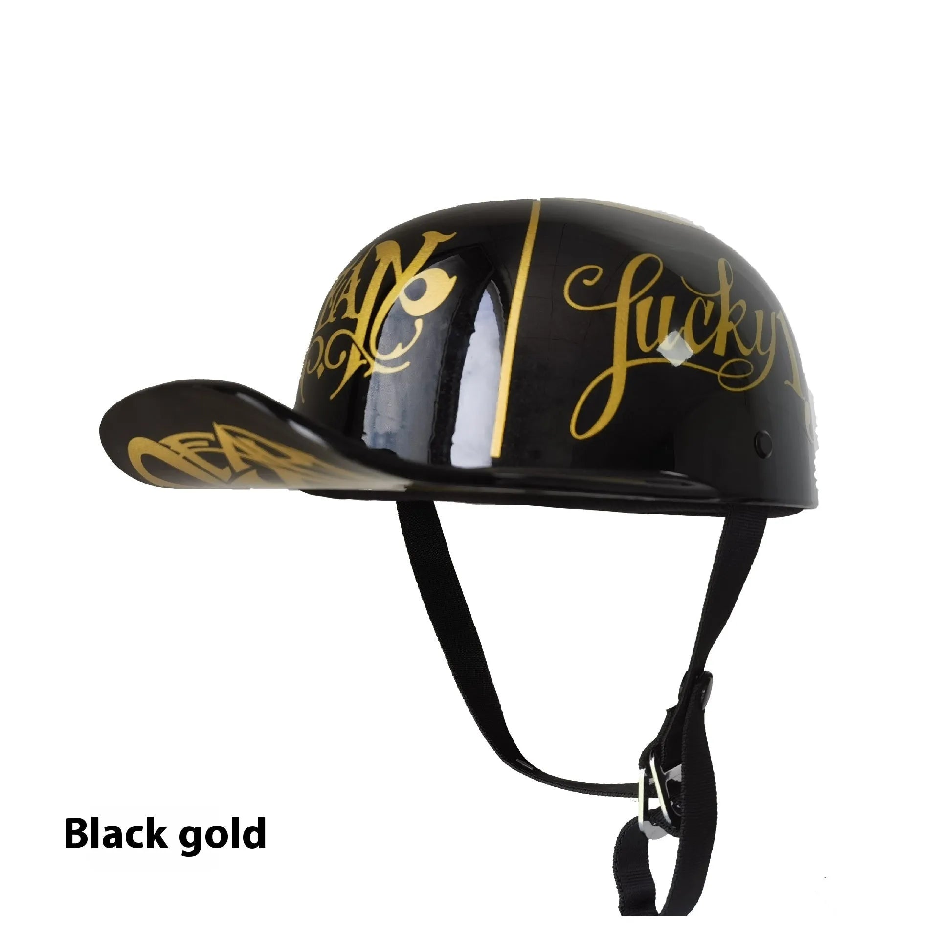 Cruise decoration electric bicycle half helmet in black gold colour, ABS shell, adult size