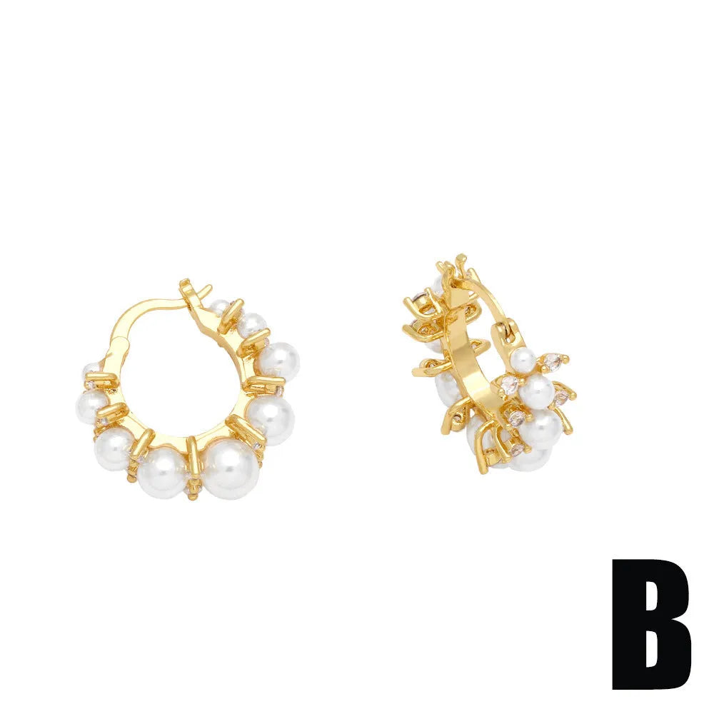 Women's copper geometric circle ear clip eardrops in two colour options
