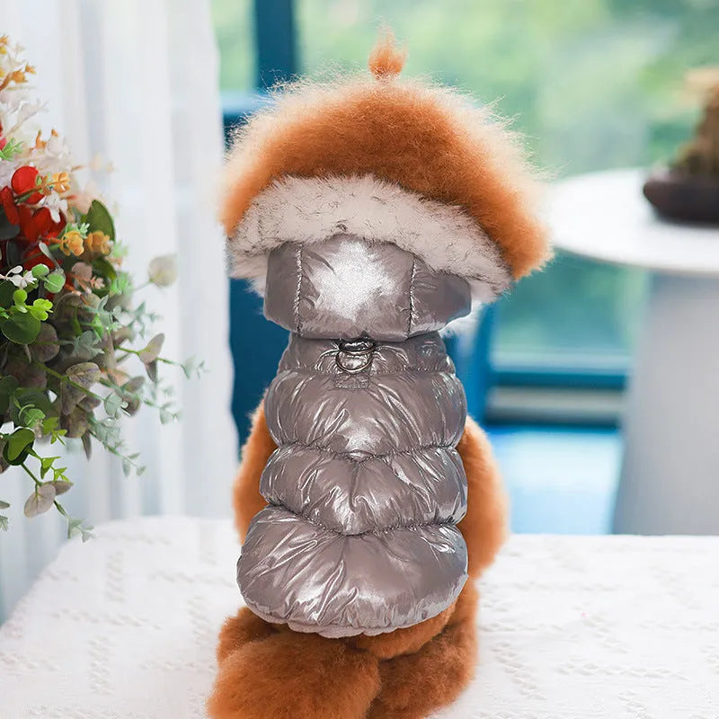 Autumn winter cotton pet vest for dogs and cats in champagne gold on white background
