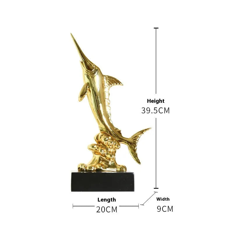 European style swordfish decorative ornament in resin and plastic, shown in one of four colour options