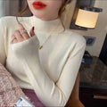 Slim fit viscose bottoming shirt in apricot colour with long sleeves