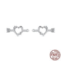 S925 sterling silver mini heart stud earrings with polished finish on white background