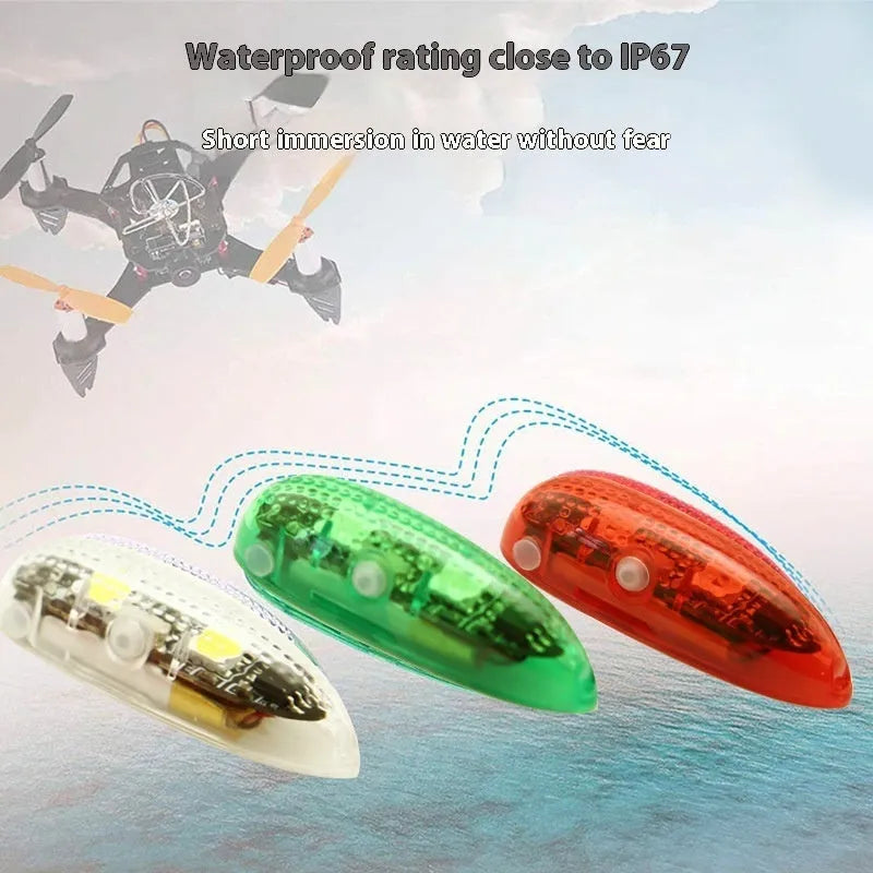 V3 wireless charging waterproof navigation light for RC models in red, green, and white colours.