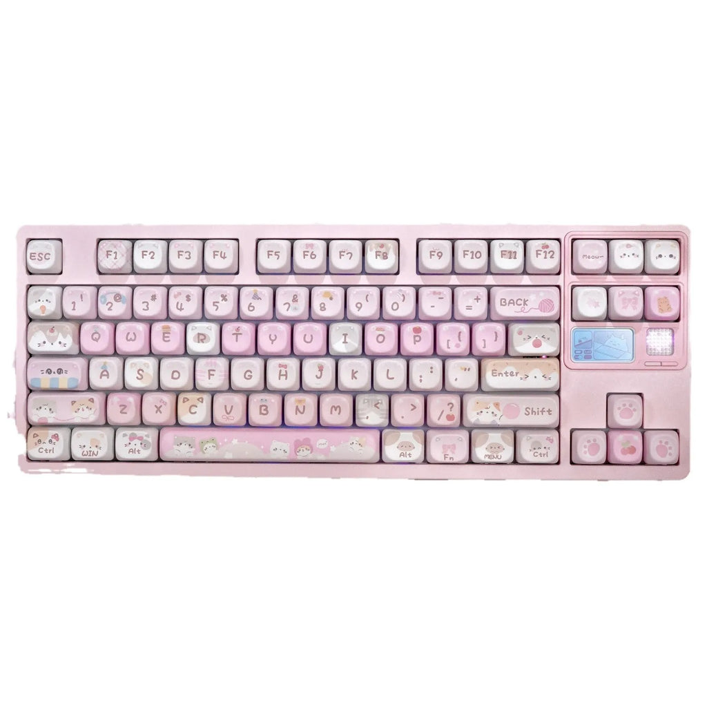 MOA Height full five-sided sublimation pink key caps with cartoon design for mechanical keyboards