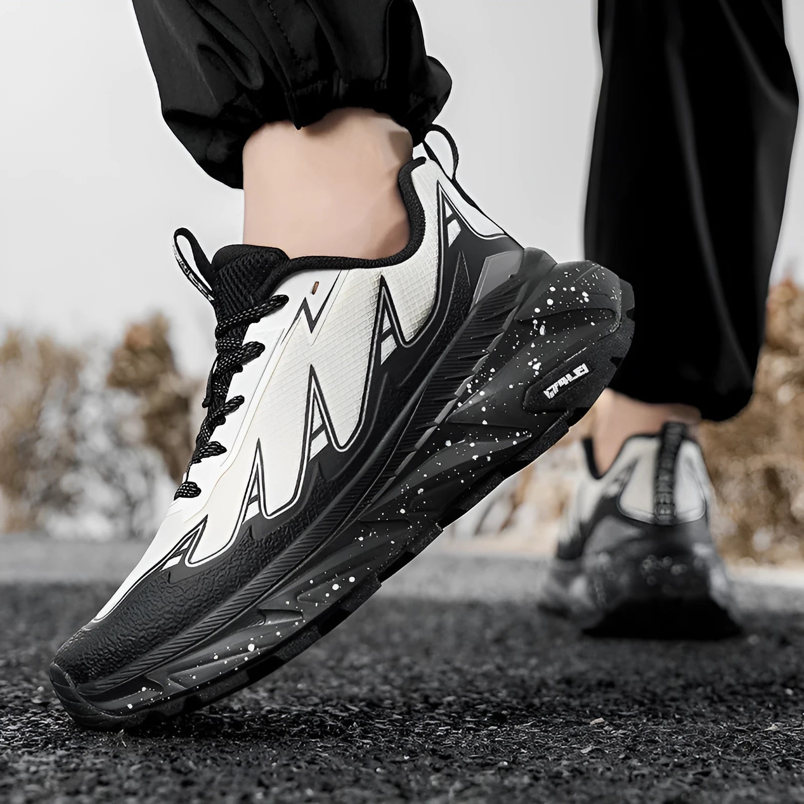 Men's breathable outdoor jogging shoes with waterproof TPU upper, rubber sole, low-top design, in white colour option