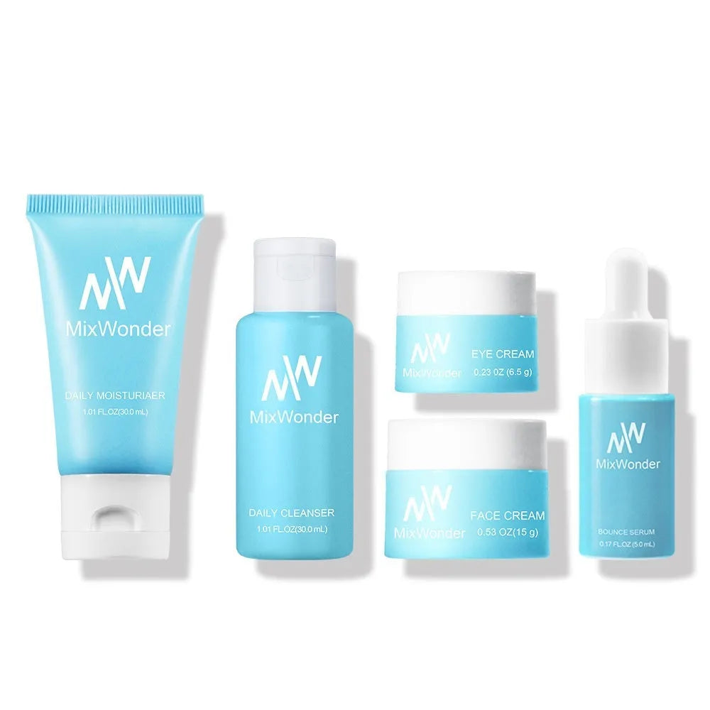 Five-piece moisturising cleansing tonic lotion cream eyes lotion travel skin care set with standard specs