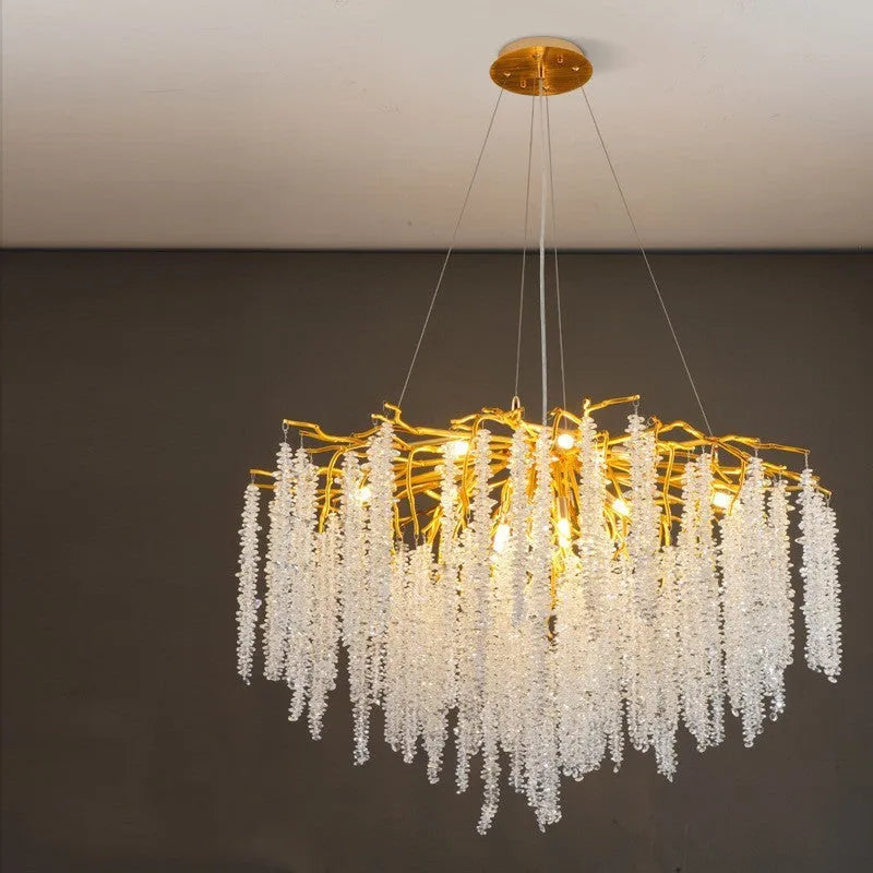 Crystal chandelier ceiling light with adjustable height aluminium alloy body
