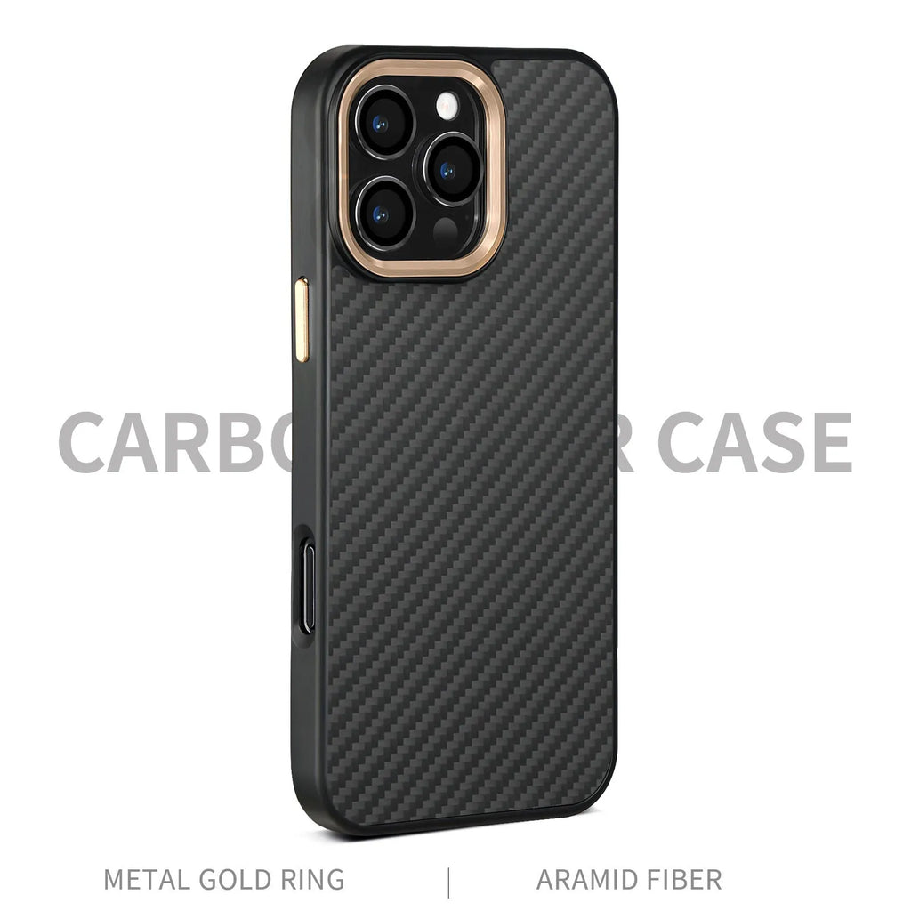 Green metal frame carbon fibre Kevlar phone case for iPhone 12 Pro